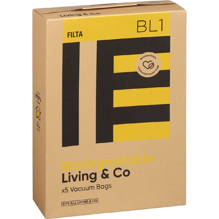 Ultra Clean BL1 Vacuum Paper Bags for Living & Co 70072 5 Pack, , hi-res