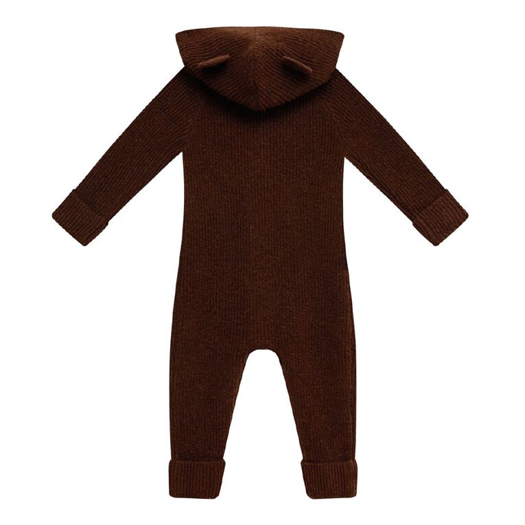 Young Original Babies' Knitted Romper Booties, Brown Dark, hi-res