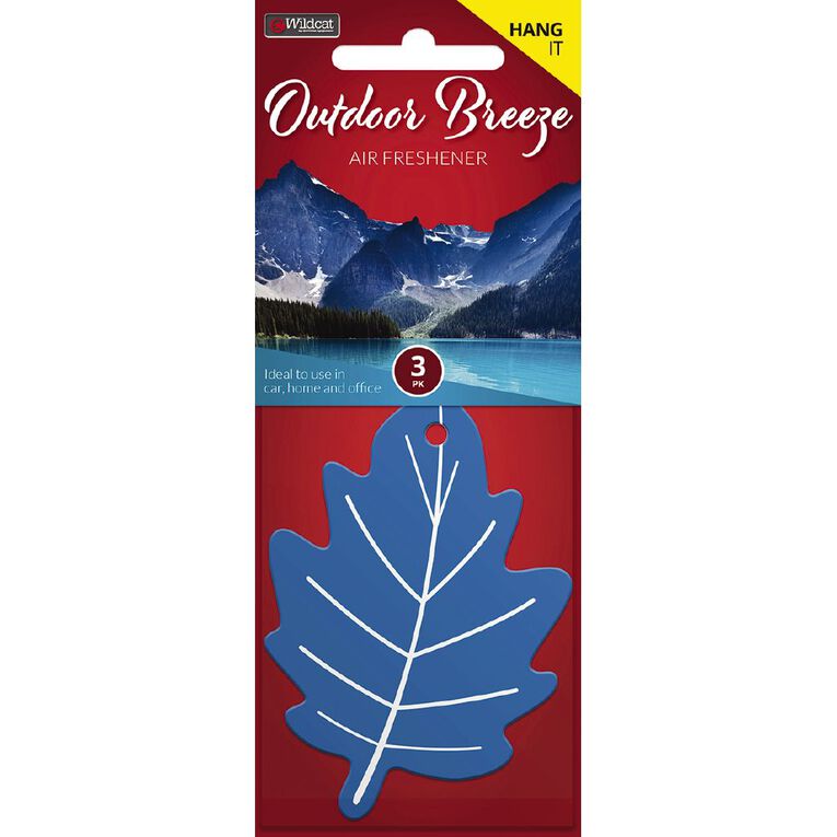 Wildcat Hanging Car Air Freshener Leaf Outdoor Breeze Scent 3 Pack, , hi-res