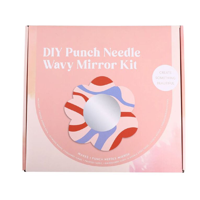 DIY Punch Needle Wavy Mirror Kit, , hi-res