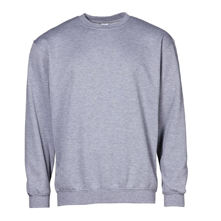H&H Men's Plain Crew Sweatshirt, Grey Mid, hi-res