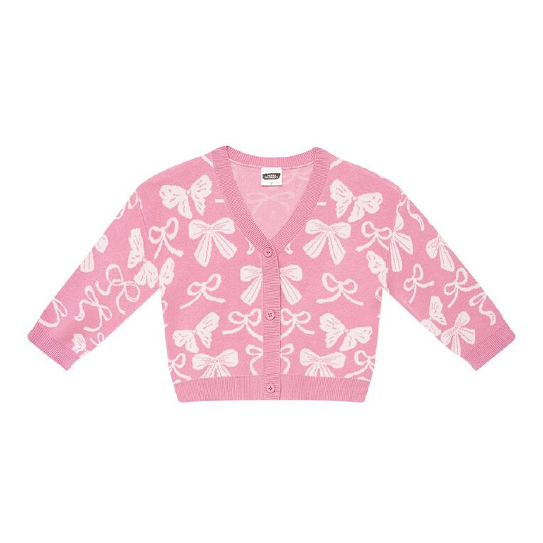 Young Original Jaquard Knit Cardigan, Pink Mid, hi-res