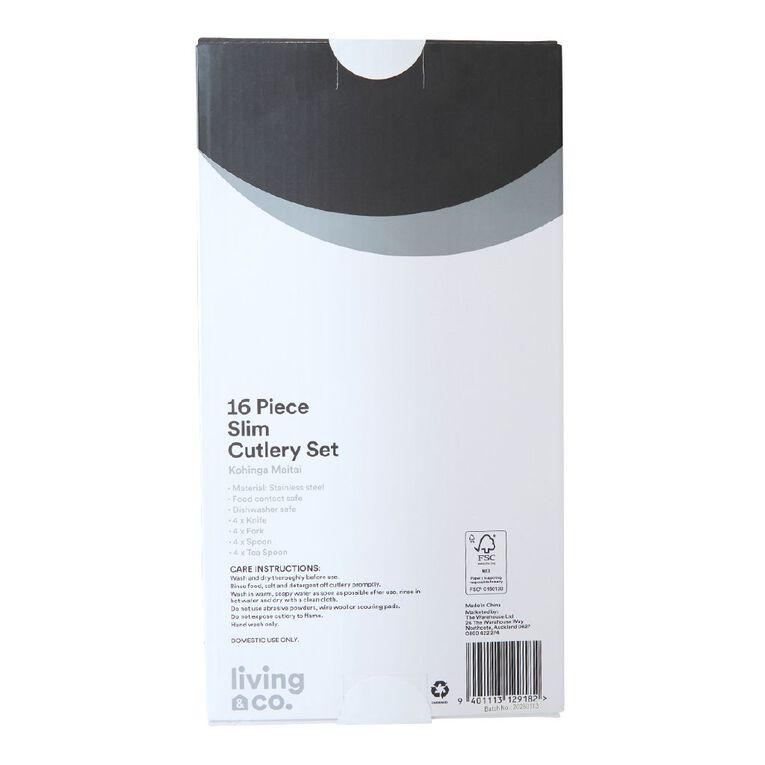 Living & Co Cutlery Set Slim Black 16 Piece, , hi-res