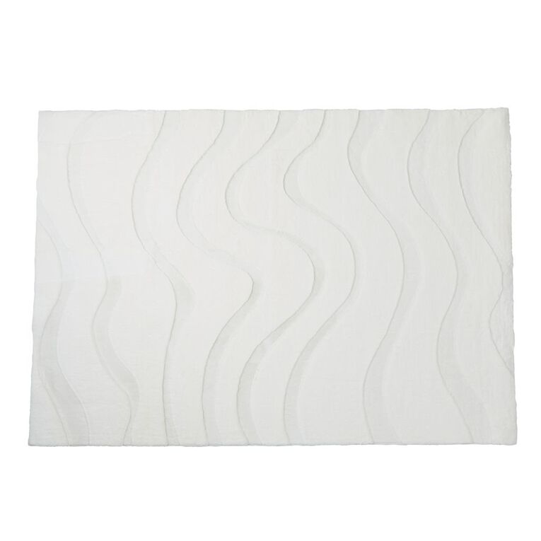 Living & Co Rug Sherpa Swirl Cream 160cm x 230cm, , hi-res