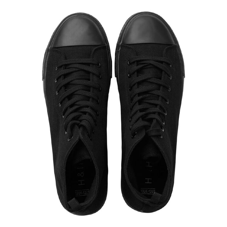 H&H Adults Unisex Freestyle Canvas High Top Sneakers, Black, hi-res