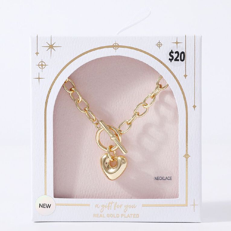 Gold Plated Heart Necklace, , hi-res