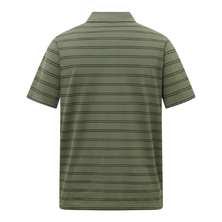 H&H Men's Stripe Polo, Green Mid, hi-res