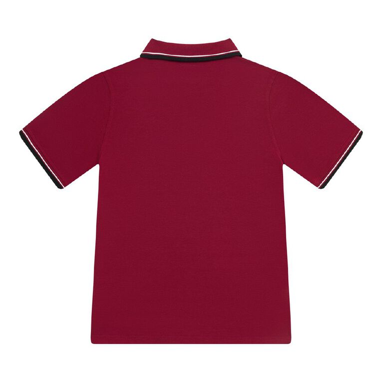 Schooltex Sylvia Park Short Sleeve Polo with Embroidery, Burgundy, hi-res