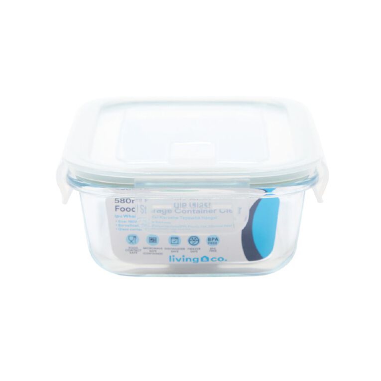Living & Co Rectangle Glass Food Storage Container 600ml, , hi-res