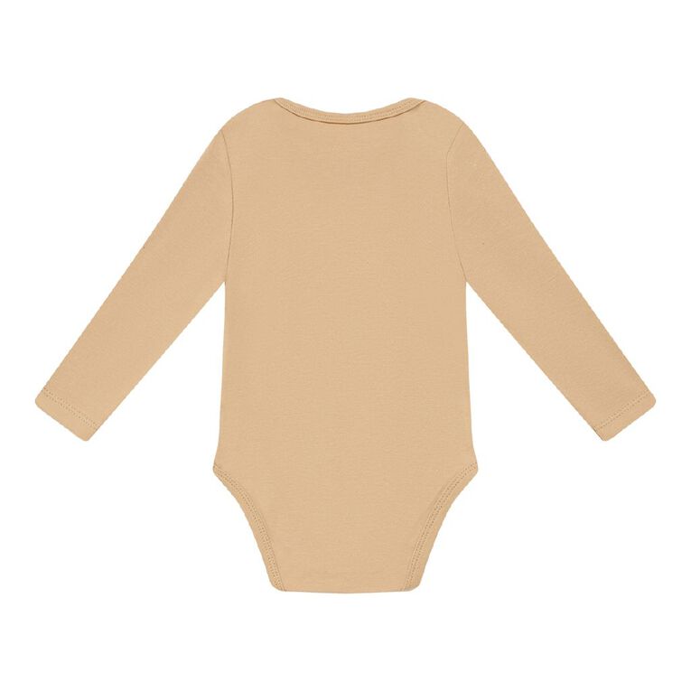 Young Original Babies' Long Sleeve Printed Bodysuit, Brown Mid, hi-res