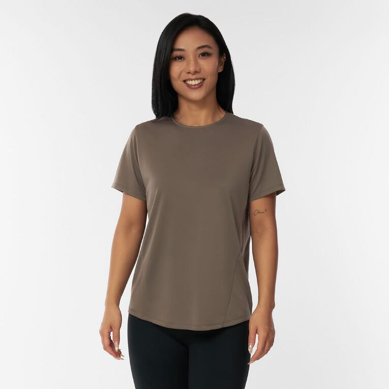 Active Intent Women's Side Angled T-Shirt, Brown Mid, hi-res