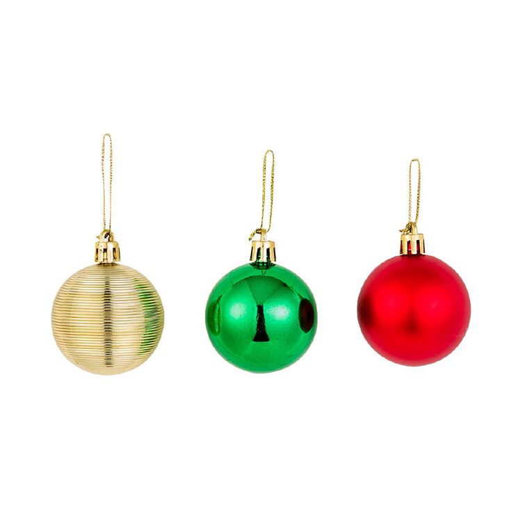 Wonderland Christmas Baubles 5cm 16 Pack Green/Red, , hi-res