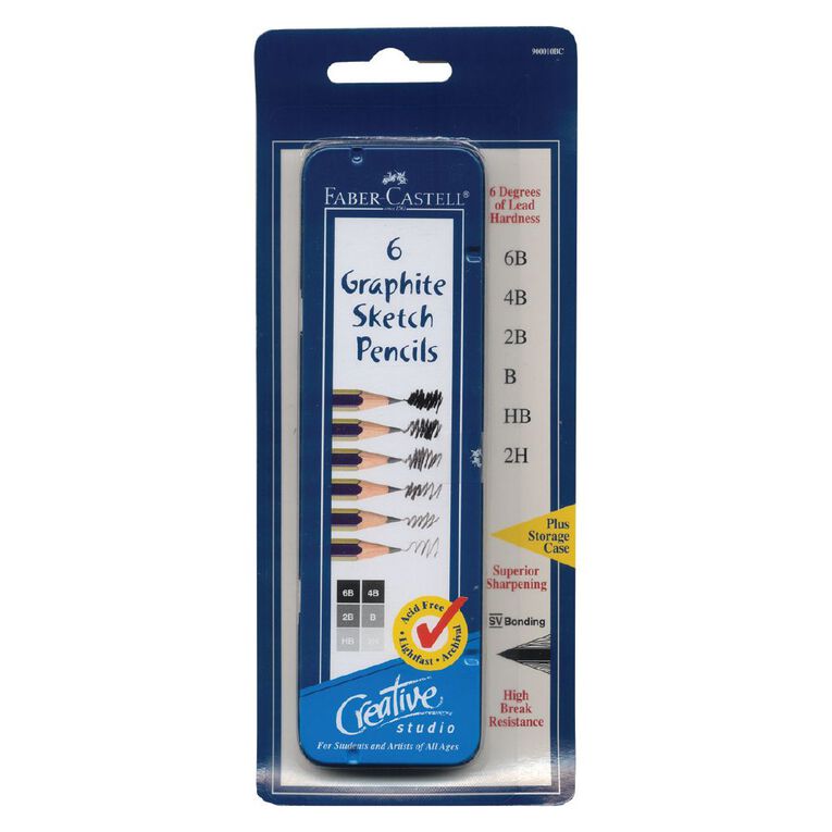 Faber-Castell Graphite Sketch Pencils in Tin 6 Pack, , hi-res