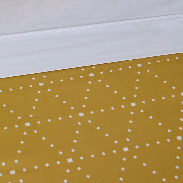 Living & Co Microfibre Duvet Cover Set Stella Yellow Double, Yellow, hi-res