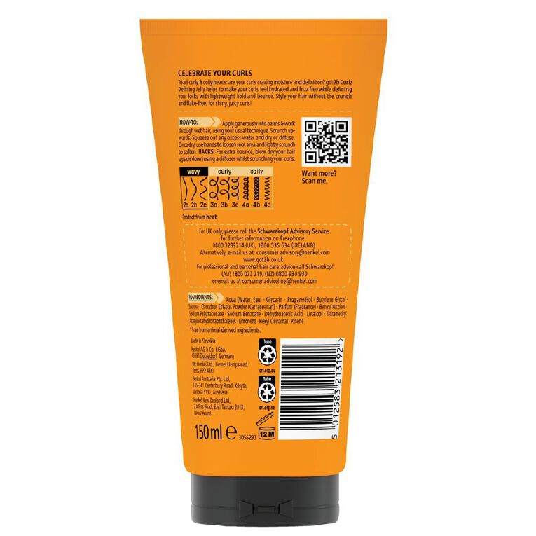 Schwarzkopf Got2b Curlz Curl Defining Jelly 150ml, , hi-res