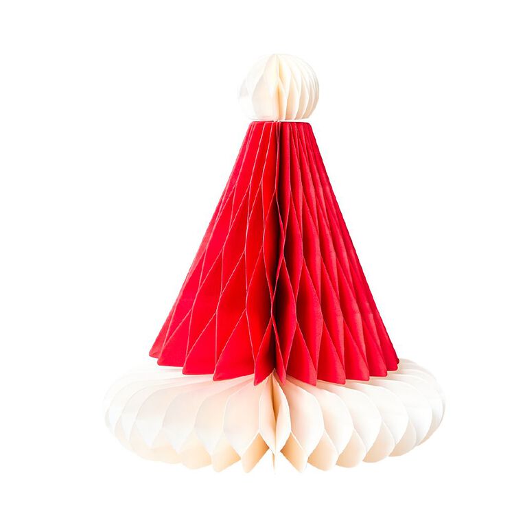 Wonderland Decoration Honeycomb Paper Santa Hat 25cm, , hi-res