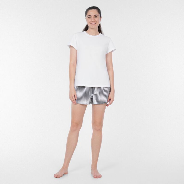 H&H Women's Seersucker Boxer Shorts, Blue Dark, hi-res