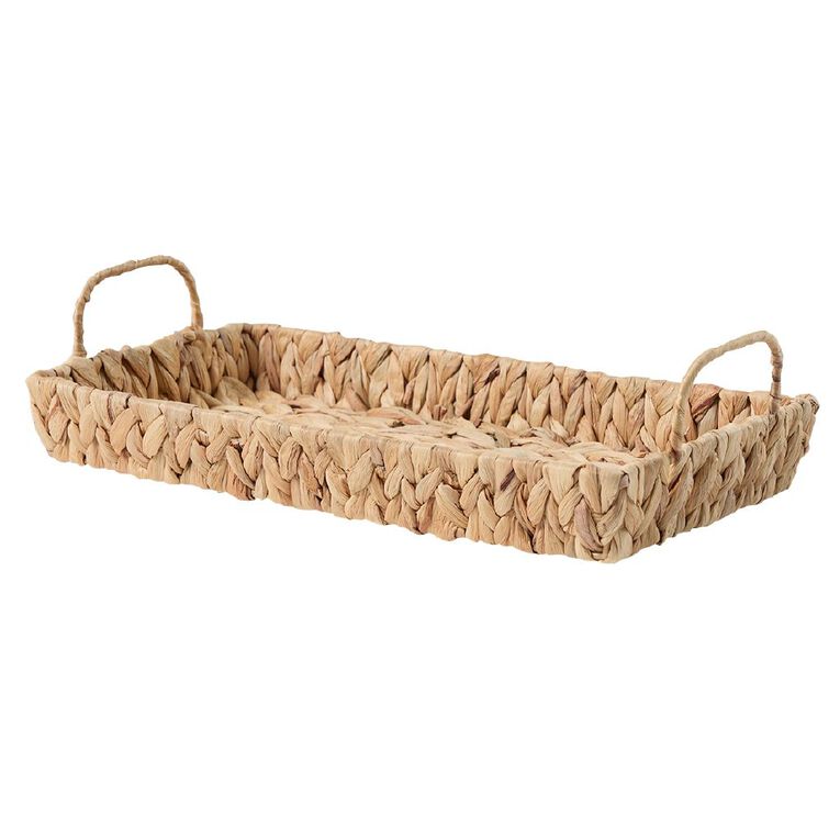 Living & Co Woven Hyacinth Decorative Rectangle Tray, , hi-res