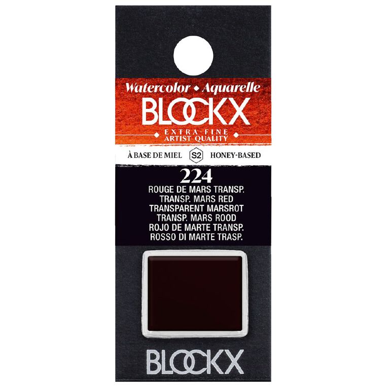 BLOCKX Watercolour Half Pan S2 224 Transparent Mars Red Red, , hi-res