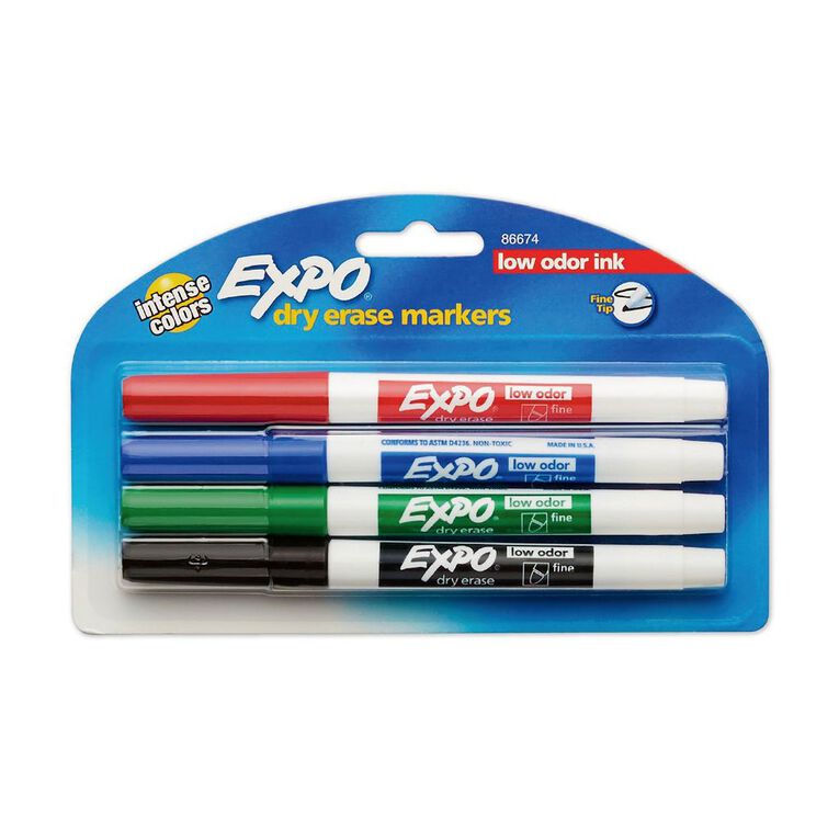 Expo Whiteboard Marker Fine Tip Assorted 4 Pack Assorted The Warehouse