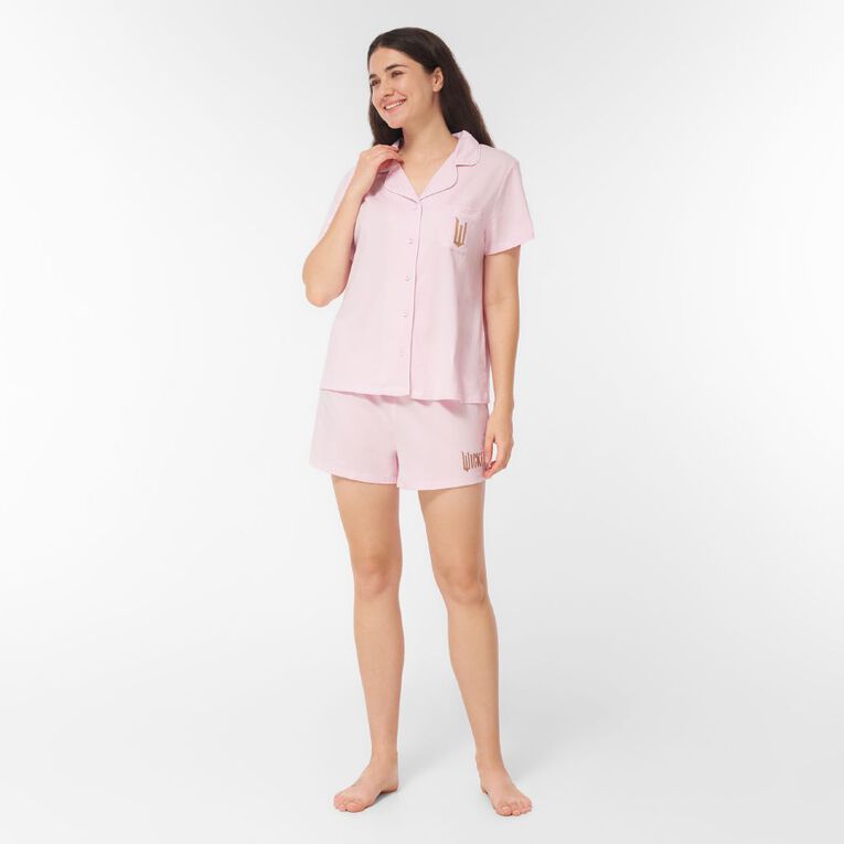 Wicked Women's Button Through Pyjama Set, Pink Light, hi-res