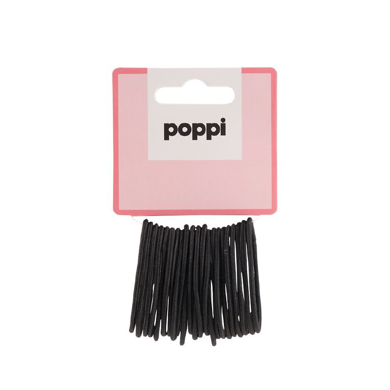 Poppi Thin Elastics Black 24 Pack, , hi-res