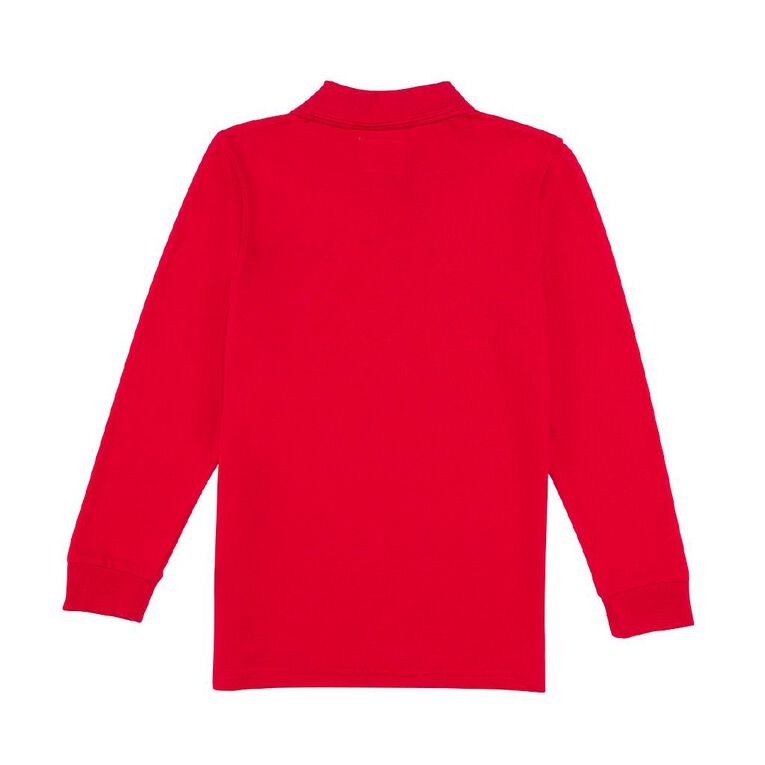 Schooltex Bledisloe School Long Sleeve Polo with Embroidery, Red Mid, hi-res