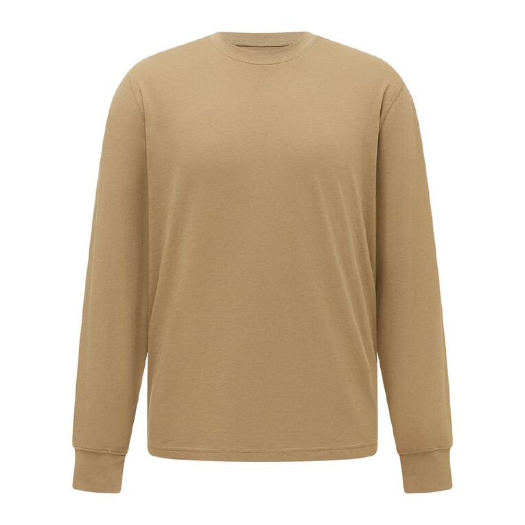 H&H Men's Long Sleeve Crew, Brown Light, hi-res