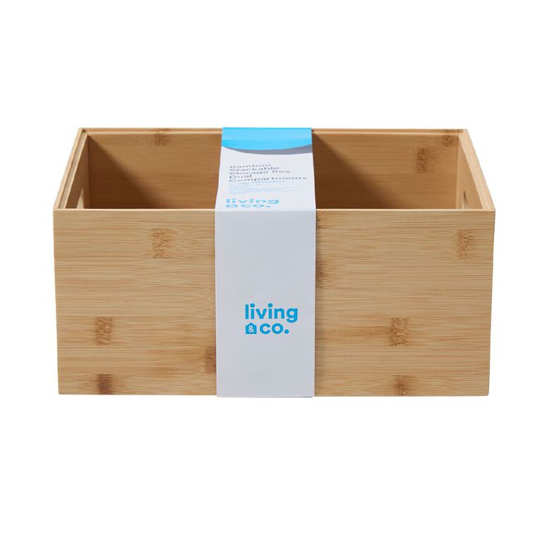 Living & Co Stackable Bamboo 2 Section Storage Box, , hi-res