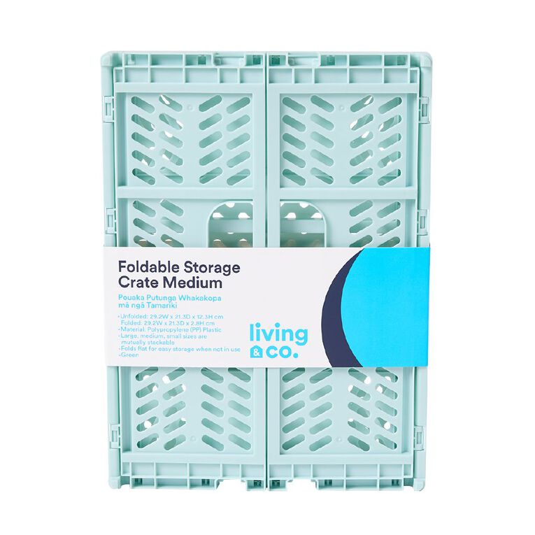 Living & Co Medium Foldable Storage Crate Green, , hi-res