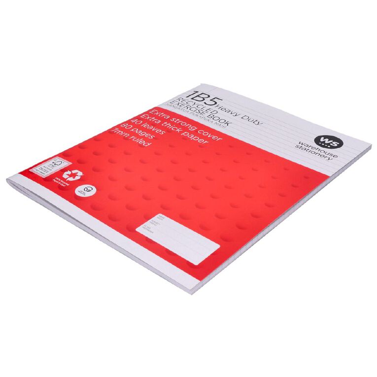 WS Exercise Book 1b5 7mm Ruled 40 Leaf Heavy Duty, , hi-res