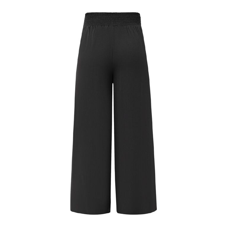 H&H Women's Shirred Waist Wide Leg Pants, Black, hi-res