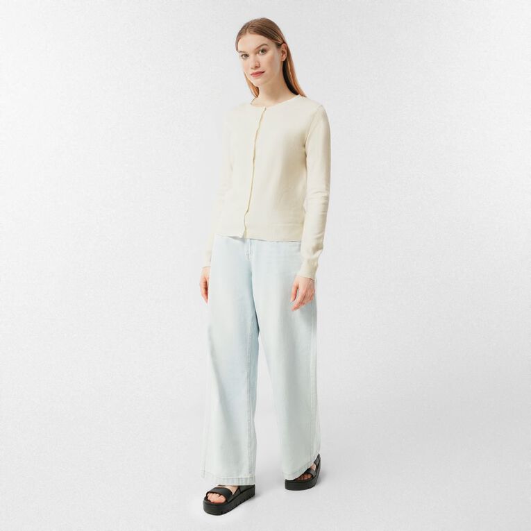 H&H Women's Essential Cardigan, Cream, hi-res