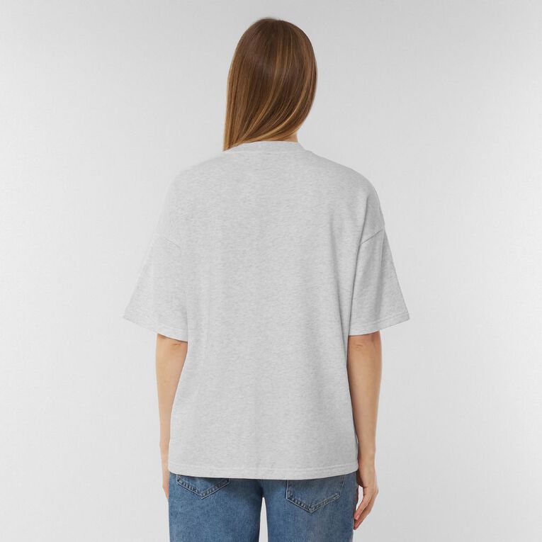 H&H Women's Short Sleeve Boxy Terry Tee, Grey Light, hi-res