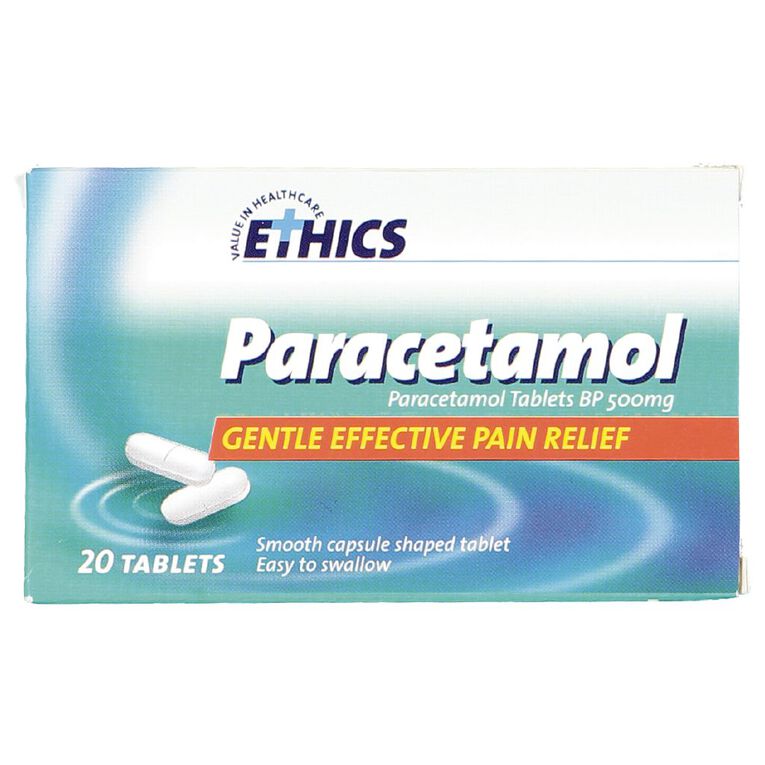 Ethics Paracetamol 500mg Caplets 20s: LIMIT OF 2 PER CUSTOMER, , hi-res