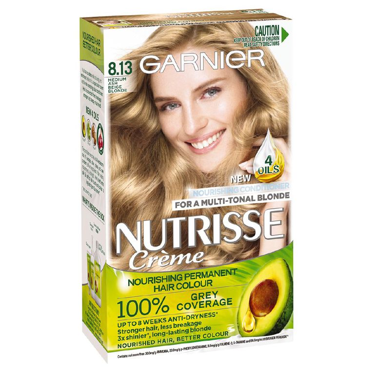 Garnier Nutrisse Permanent Creme Natural Medium Beige Blonde 8.13, , hi-res