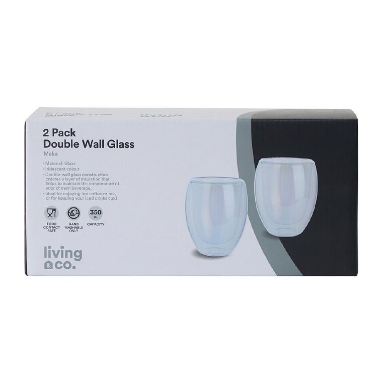 Living & Co Double Wall Glass 2 Pack Clear 350ml, , hi-res