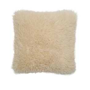 Living & Co Cushion Shaggy Faux Fur Natural 45cm x 45cm