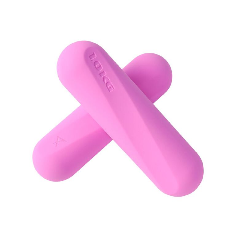 Active Intent Fitness Hand Weights 1kg Pink 2 Pack, , hi-res