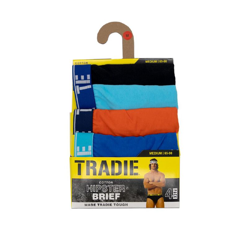 Tradie Men's Briefs 4 Pack, Blue Mid, hi-res