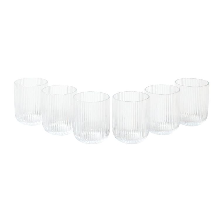 Living & Co Linear Tumblers Short Clear 6 Pack, , hi-res