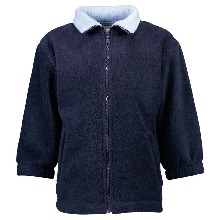 Schooltex Polar Fleece Jacket with Contrast Inner Collar, Navy/Sky, hi-res
