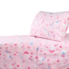 Living & Co Kids Polar Fleece Sheet Set Pink Single