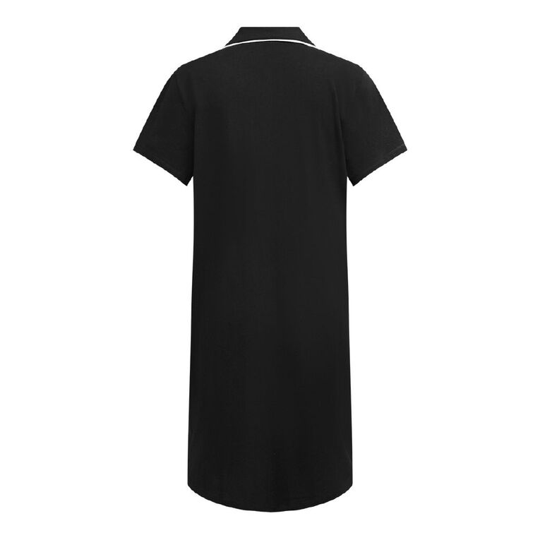 H&H Women's Knit Button Front Nightie, Black, hi-res