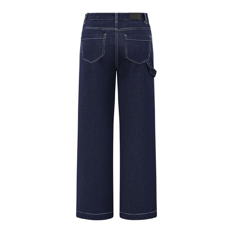 H&H Women's High Rise Straight Leg Carpenter Jeans, Denim Dark, hi-res