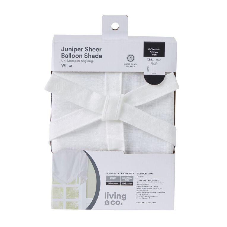 Living & Co Juniper Balloon Shade White 90-106cm Wide/135cm Drop, , hi-res