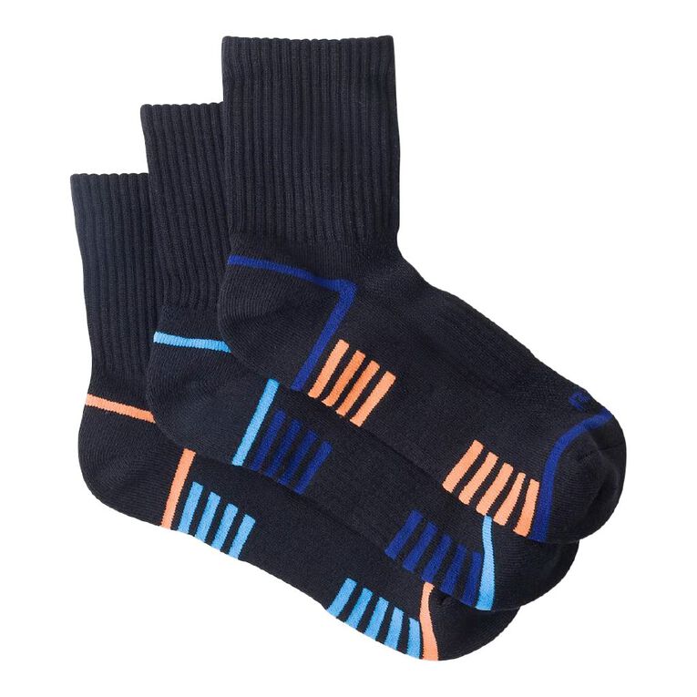 Rio Men's Active Low Cut Socks 3 Pack, Black, hi-res