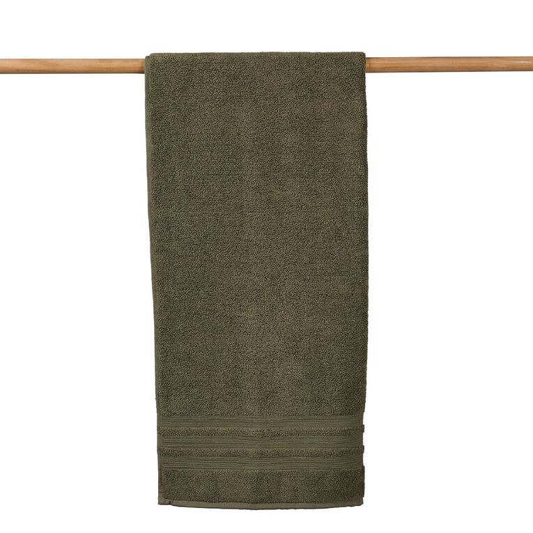 Living & Co Plush Plain Bath Towel Green Dark, , hi-res