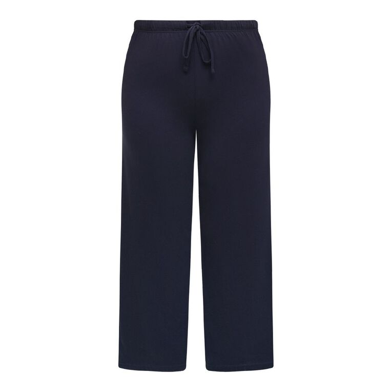 H&H Women's Plus Knit Pyjama Pants, Blue Dark, hi-res