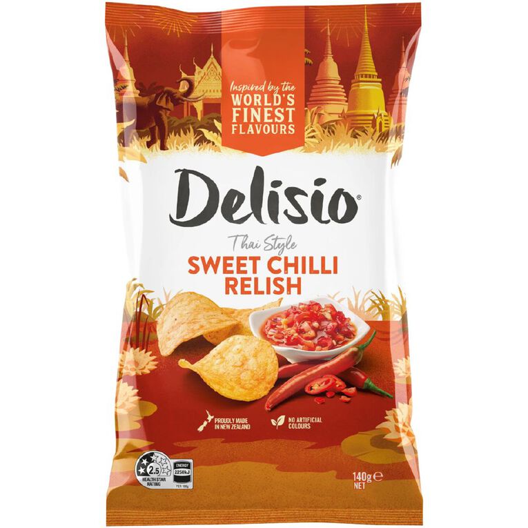 Bluebird Delisio Sweet Chilli Relish Potato Chips 140g, , hi-res
